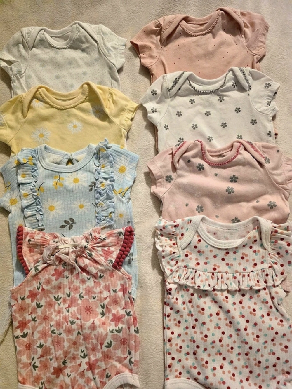 Sterling Baby 8 10Baby Bodysuits Floral Pink & White Baby 3M